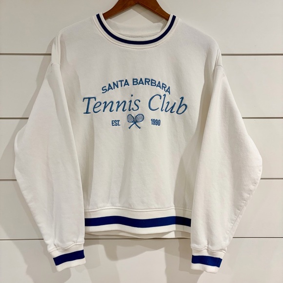 Sunday Tops - Santa Barbara Tennis Club Sweatshirt L Coastal Preppy Tenniscore Viral Crewneck